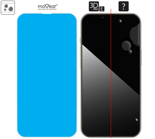 Rozmieszczenie kleju - warstwy adsorpcyjnej - dla szkła hartowanego moVear GLASS mSHIELD 3D PRO-E na Apple iPhone 16e / 14 / 13 / 13 Pro (6.1 Rozmieszczenie kleju - warstwy adsorpcyjnej - pod całą powierzchnią szkła moVear GLASS mSHIELD 3D PRO-E na iPhone 16e / 14 / 13 / 13 Pro (6.1