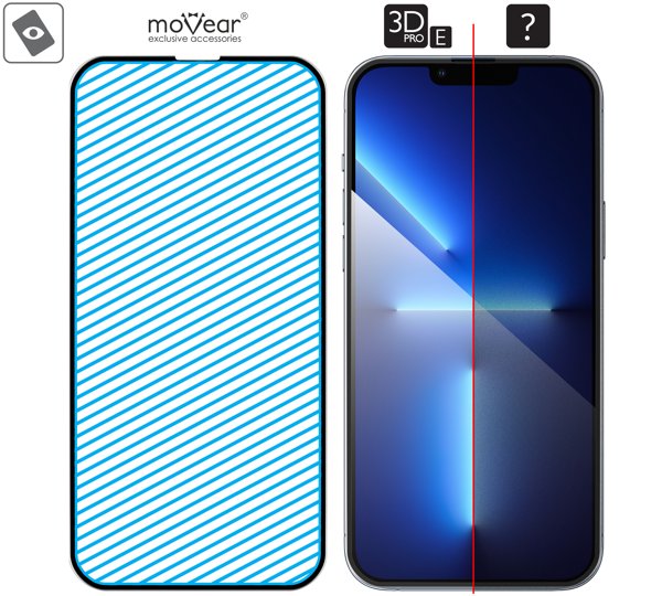 Obszar szklanej powierzchni mARG™ moVear GLASS mSHIELD 3D PRO-E na iPhone 14 Plus / 13 Pro Max Prawdziwe szkło w technologii mARG™ znajduje się na całej powierzchni protektora moVear GLASS mSHIELD 3D PRO-E do iPhone 14 Plus / 13 Pro Max.