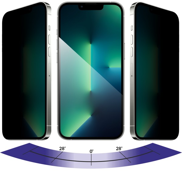 Advantages of the matt glass surface moVear GLASS mSHIELD 2.5D MAX privacy for iPhone 16e / 14 / 13 / 13 Pro Privacy filter in moVear GLASS mSHIELD 2.5D MAX privacy