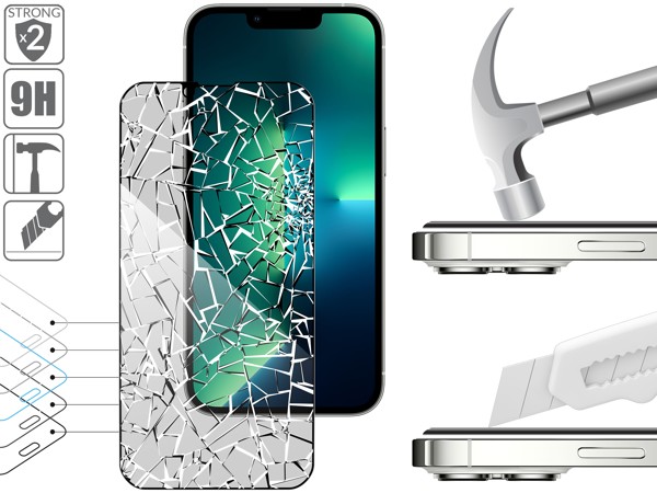 Budowa i wytrzymałość szkła hartowanego moVear GLASS mSHIELD 2.5D MAX privacy na Apple iPhone 13 Pro / 14 / 13 2x bardziej wytrzymałe szkło moVear GLASS mSHIELD 2.5D MAX privacy ochroni ekran Twojego iPhone 14 / 13 / 13 Pro. Wizualizacja warstw i powłok produktu.