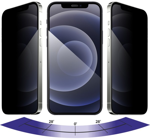 Zalety matowej szklanej powierzchni moVear GLASS mSHIELD 2.5D MAX privacy na iPhone 12 Pro / 12 (6.1 Filtr prywatyzujący w szkle moVear GLASS mSHIELD 2.5D MAX privacy