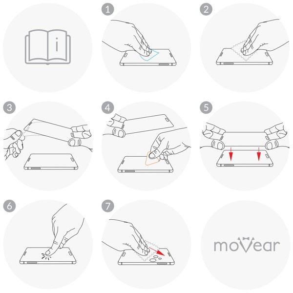Ważna instrukcja obrazkowa poprawnego montażu szkła moVear GLASS mSHIELD 2.5D MATT na Apple iPhone 13 Mini (5.4 Sprawdź jak zamontować szkło hartowane moVear GLASS mSHIELD 2.5D MATT privacy na ekran smartfona iPhone 13 Mini. Prawidłowy montaż zagwarantuje komfort użytkowania.