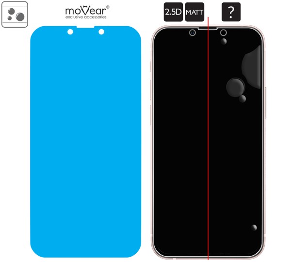 Rozmieszczenie kleju - warstwy adsorpcyjnej - dla szkła hartowanego moVear GLASS mSHIELD 2.5D MATT na iPhone 13 Mini Rozmieszczenie kleju - warstwy adsorpcyjnej - pod całą powierzchnią szkła moVear GLASS mSHIELD 2.5D MATT na iPhone 13 Mini.