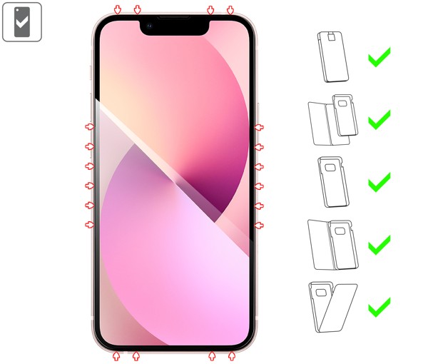 Which types of cases is suitable for moVear GLASS mSHIELD 2.5D MAX for iPhone 13 Mini (5.4 moVear GLASS mSHIELD 2.5D MAX for iPhone 13 Mini (5.4