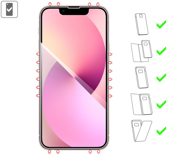 Which types of cases is suitable for moVear GLASS mSHIELD 2.5D for Apple iPhone 13 Mini (5.4 GLASS mSHIELD 2.5D for Apple iPhone 13 Mini (5.4