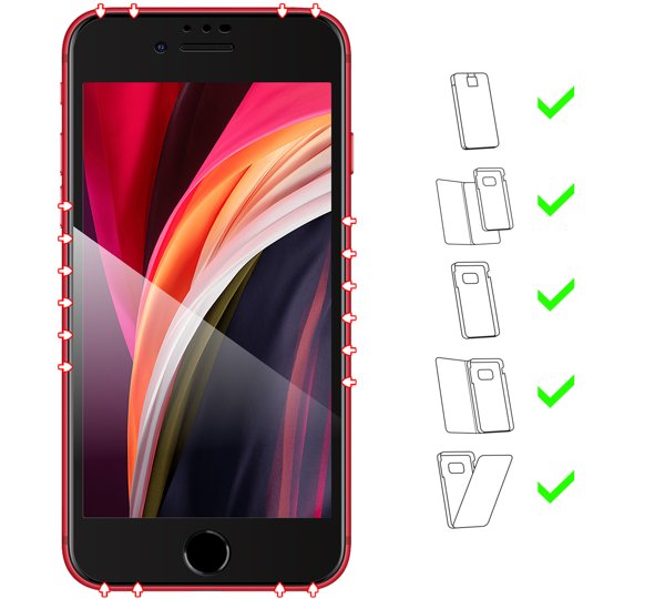 Do jakich typów etui pasuje moVear GLASS mSHIELD 2.5D MAX privacy na Apple iPhone SE 2/3 & 8 / 7 (4.7 GLASS mSHIELD 2.5D MAX privacy na Apple iPhone SE 2/3 & 8 / 7 umożliwia użytkowanie z większością etui. Zastosuj etui aby jeszcze lepiej ochronić smartfon przed uszkodzeniami.