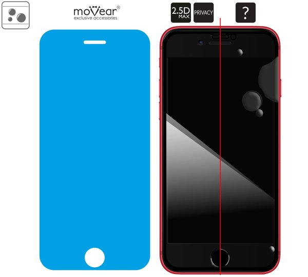 Rozmieszczenie kleju - warstwy adsorpcyjnej - dla szkła hartowanego moVear GLASS mSHIELD 2.5D MAX privacy na iPhone SE 2022, SE 2020, 8, 7 (4.7 Rozmieszczenie kleju - warstwy adsorpcyjnej - pod całą powierzchnią szkła moVear GLASS mSHIELD 2.5D MAX privacy na Apple iPhone SE (2022 / 2020) / 8 / 7 (4.7