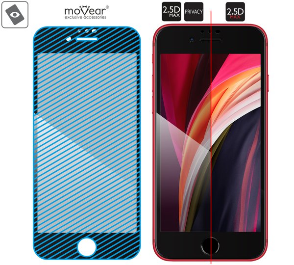 Obszar szklanej powierzchni mARG™ moVear GLASS mSHIELD 2.5D MAX privacy na iPhone SE 2022, SE 2020, 8, 7 Prawdziwe szkło w technologii mARG™ znajduje się na całej powierzchni protektora moVear GLASS mSHIELD 2.5D MAX privacy do iPhone SE 2022, SE 2020, 8, 7.