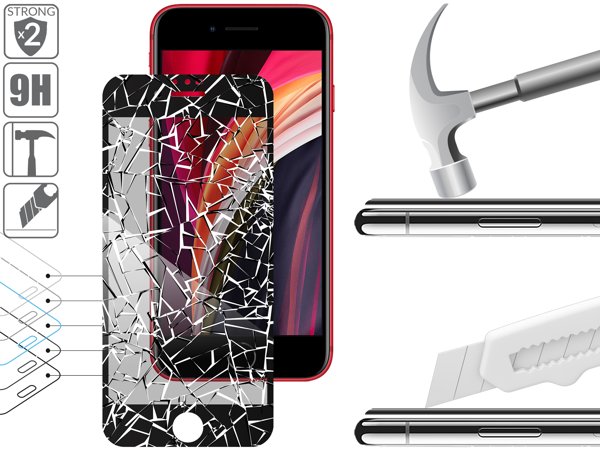 Budowa i wytrzymałość szkła hartowanego moVear GLASS mSHIELD 2.5D MAX privacy na iPhone SE 2022, SE 2020, 8, 7 (4.7 2x bardziej wytrzymałe szkło moVear GLASS mSHIELD 2.5D MAX privacy ochroni ekran Twojego iPhone SE 2022, SE 2020, 8, 7 (4.7
