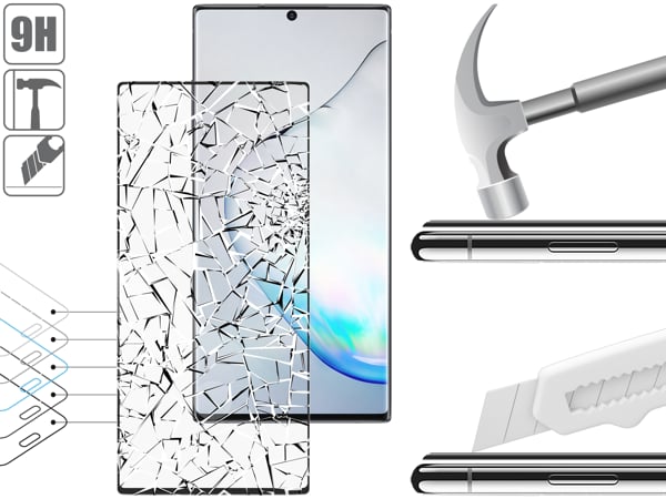 Budowa i wytrzymałość szkła hartowanego moVear GLASS mSHIELD 3D na Samsung Galaxy S22 Ultra (6.8 Wytrzymałe szkło moVear GLASS mSHIELD 3D ochroni ekran Twojego Samsung Galaxy S22 Ultra (S908). Wizualizacja warstw i powłok produktu.