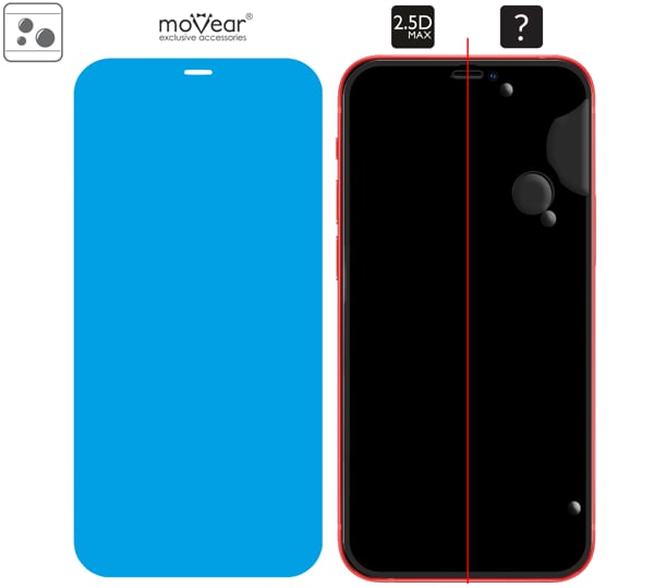 Rozmieszczenie kleju - warstwy adsorpcyjnej - dla szkła hartowanego moVear GLASS mSHIELD 2.5D MAX MATT na iPhone 12 Mini (5.4 Rozmieszczenie kleju - warstwy adsorpcyjnej - pod całą powierzchnią szkła moVear GLASS mSHIELD 2.5D MAX MATT na iPhone 12 Mini.