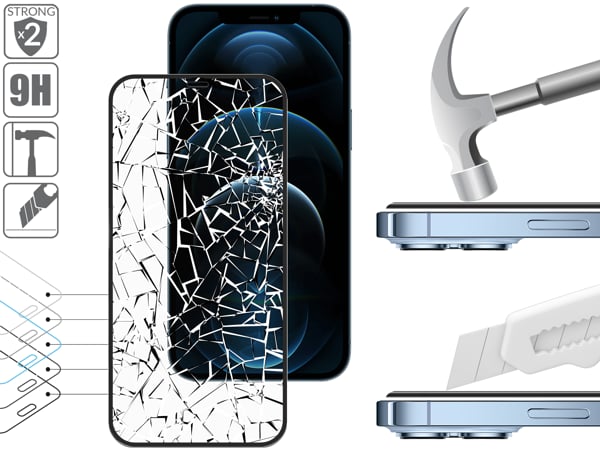 Budowa i wytrzymałość szkła hartowanego moVear GLASS mSHIELD 2.5D MAX MATT na iPhone 12 Pro Max 2x bardziej wytrzymałe szkło moVear GLASS mSHIELD 2.5D MAX MATT ochroni ekran Twojego Apple iPhone 12 Pro Max (6.7