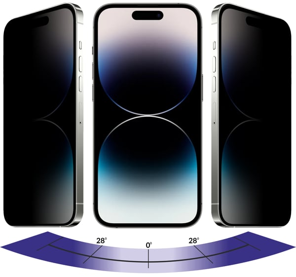 Zalety matowej szklanej powierzchni moVear GLASS mSHIELD 3D PRO privacy na Apple iPhone 14 Pro (6.1 Filtr prywatyzujący w szkle moVear GLASS mSHIELD 3D PRO privacy