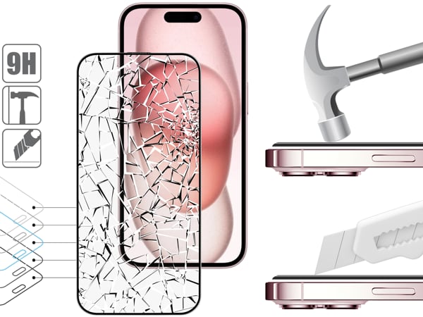 Budowa i wytrzymałość szkła hartowanego moVear mBOX GLASS mSHIELD 2.5D MAX MATT na Apple iPhone 16 / 15 (6,1 Wytrzymałe szkło moVear mBOX GLASS mSHIELD 2.5D MAX MATT ochroni ekran Twojego Apple iPhone 16 / 15. Wizualizacja warstw i powłok produktu.