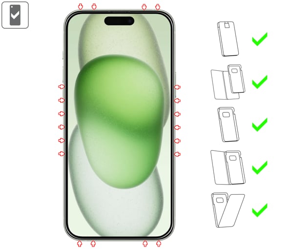 Which types of cases is suitable for moVear mBOX GLASS mSHIELD 2.5D MAX MATT for Apple iPhone 16 Plus / 15 Plus mBOX GLASS mSHIELD 2.5D MAX MATT for Apple iPhone 16 Plus / 15 Plus (6.7