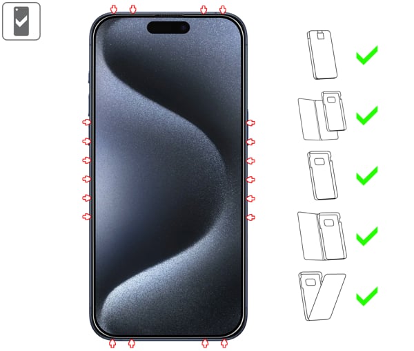 Do jakich typów etui pasuje moVear mBOX GLASS mSHIELD 2.5D MAX MATT na iPhone 15 Pro Max mBOX GLASS mSHIELD 2.5D MAX MATT na Apple iPhone 15 Pro Max (6.7