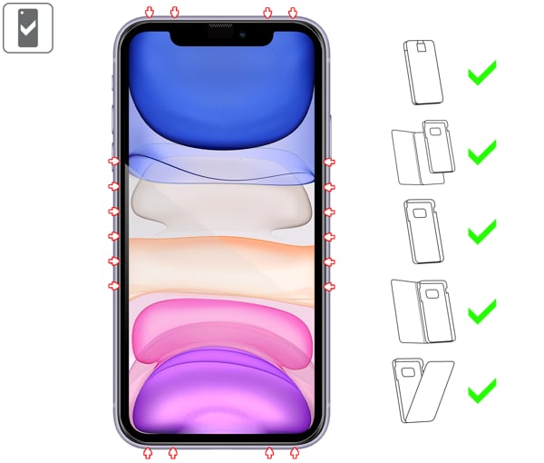 Do jakich typów etui pasuje moVear mBOX GLASS mSHIELD 2.5D MAX na Apple iPhone 11 / Xr mBOX GLASS mSHIELD 2.5D MAX na Apple iPhone 11 / Xr (6.1