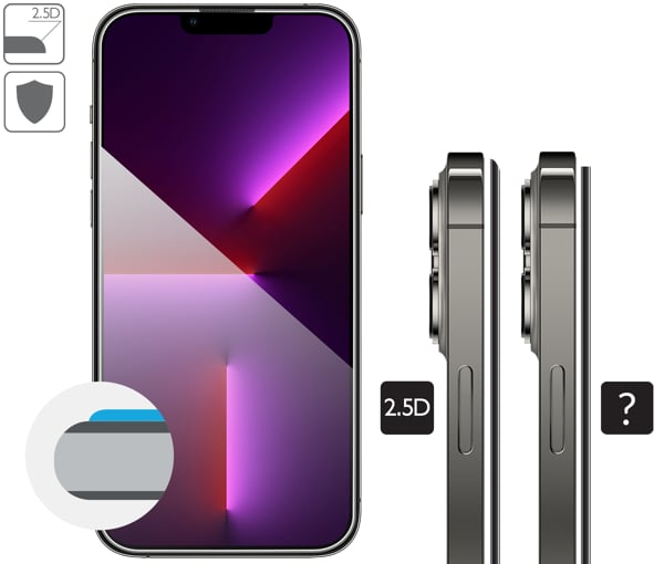 Zaokrąglone bezpieczne krawędzie 2.5D szkła moVear dla iPhone 14 Plus / 13 Pro Max.