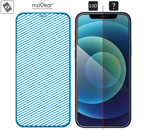 Prawdziwe szkło w technologii mARG™ znajduje się na całej powierzchni protektora moVear mBOX GLASS mSHIELD 2.5D do iPhone 12 Pro / 12 (6.1