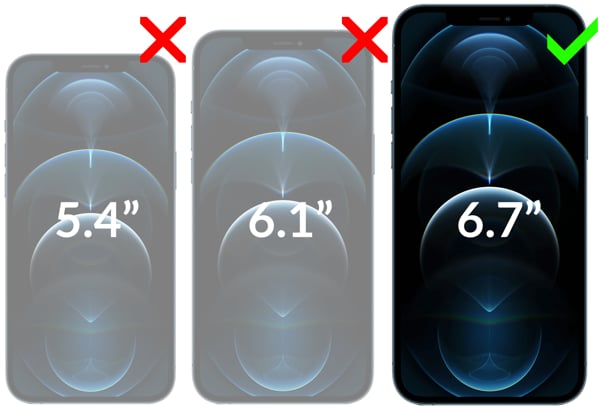 Obrazek prezentujący kompatybilność szkła hartowanego moVear mBOX GLASS mSHIELD 2.5D na Apple iPhone 12 Pro Max (6.7
