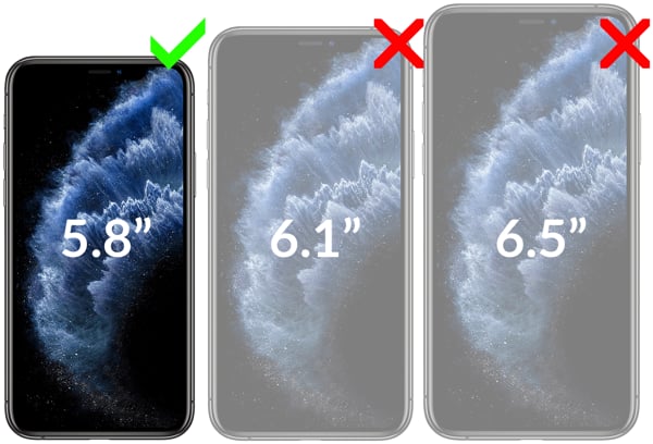 Compatibility of the moVear tempered glass mBOX GLASS mSHIELD 2.5D MAX for iPhone 11 Pro / iPhone Xs / X (5.8 A picture showing the compatibility of the moVear mBOX GLASS mSHIELD 2.5D MAX tempered glass on iPhone 11 Pro / iPhone Xs / X (5.8
