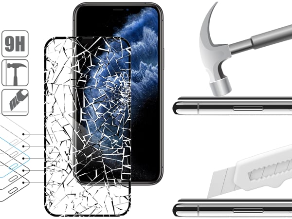 Structure and strength of tempered glass moVear mBOX GLASS mSHIELD 2.5D MAX for iPhone 11 Pro / iPhone Xs / X Durable glass moVear mBOX GLASS mSHIELD 2.5D MAX will protect the screen of your Apple iPhone 11 Pro / Xs / X (5.8