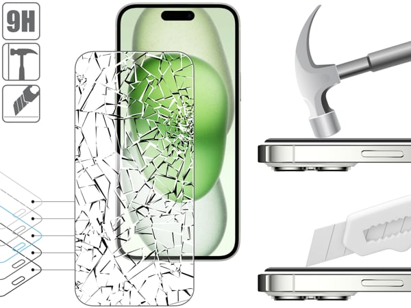 Struktur und Festigkeit von gehärtetem Glas moVear mBOX GLASS mSHIELD 2.5D für Apple iPhone 16/15 Plus / 15 Pro Max (6.7 Robustes Glas moVear mBOX GLASS mSHIELD 2.5D schützt den Bildschirm Ihres Apple iPhone 16/15 Plus / 15 Pro Max (6.7