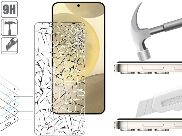 Struktur und Festigkeit von gehärtetem Glas moVear mBOX GLASS mSHIELD 2.5D für Samsung Galaxy S25+/S24+ (Plus) Robustes Glas moVear mBOX GLASS mSHIELD 2.5D schützt den Bildschirm Ihres Samsung Galaxy S25+ / S24+ (Plus). Visualisierung von Schichten und Beschichtungen des Produkts.