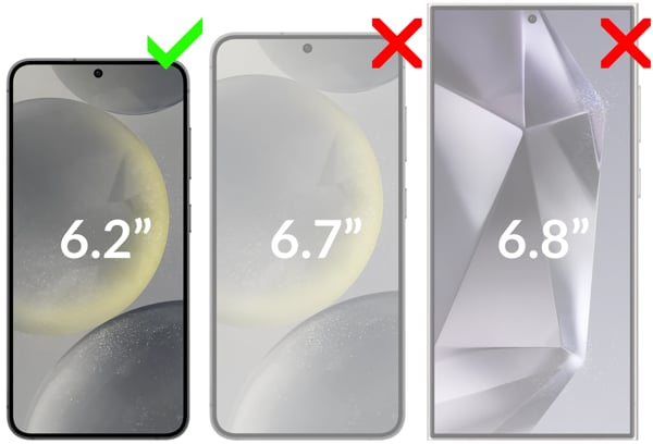Kompatibilität des moVear gehärteten Glases mBOX GLASS mSHIELD 2.5D privacy für Samsung Galaxy S25 / S24 Ein Bild, das die Kompatibilität des gehärteten Glases moVear mBOX GLASS mSHIELD 2.5D privacy auf Samsung Galaxy S25 / S24 zeigt. Um Fehler beim Kauf zu vermeiden, achten Sie bitte auf das genaue Modell Ihres Telefons.