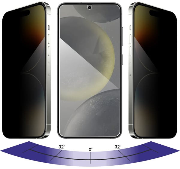 Vorteile der matten Glasoberfläche moVear mBOX GLASS mSHIELD 2.5D privacy für Samsung Galaxy S25 / S24 Datenschutzfilter in moVear GLASS mSHIELD 2.5D Datenschutz