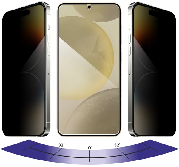 Vorteile der matten Glasoberfläche moVear mBOX GLASS mSHIELD 2.5D privacy für Samsung Galaxy S25+/S24+ (Plus) Datenschutzfilter in moVear GLASS mSHIELD 2.5D Datenschutz