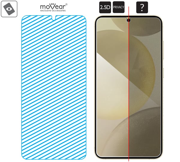 Fläche der Glasoberfläche mARG™ moVear mBOX GLASS mSHIELD 2.5D privacy für Samsung Galaxy S25+/S24+ (Plus) Echtes Glas in mARG ™ -Technologie bedeckt die gesamte Oberfläche des moVear mBOX GLASS mSHIELD 2.5D privacy-Schutzes für Samsung Galaxy S25+/S24+ (Plus).