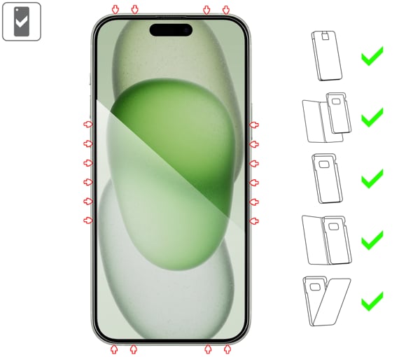Do jakich typów etui pasuje moVear mBOX GLASS mSHIELD 2.5D MAX privacy na Apple iPhone 16 Plus / 15 Plus (6.7 mBOX GLASS mSHIELD 2.5D MAX privacy na Apple iPhone 16 Plus / 15 Plus umożliwia użytkowanie z wieloma etui. Zastosuj etui aby jeszcze lepiej ochronić smartfon przed uszkodzeniami.