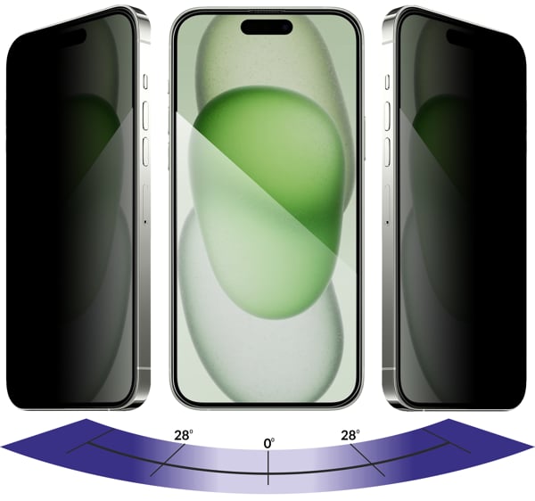 Zalety matowej szklanej powierzchni moVear mBOX GLASS mSHIELD 2.5D MAX privacy na Apple iPhone 16 Plus / 15 Plus Filtr prywatyzujący w szkle moVear GLASS mSHIELD 2.5D Max privacy