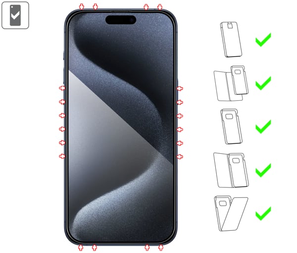Welche Arten von Fällen eignet sich für moVear mBOX GLASS mSHIELD 2.5D MAX privacy für Apple iPhone 15 Pro Max (6.7 mBOX GLASS mSHIELD 2.5D MAX privacy for Apple iPhone 15 Pro Max (6.7