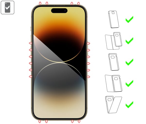 Which types of cases is suitable for moVear mBOX GLASS mSHIELD 2.5D MAX privacy for Apple iPhone 14 Pro mBOX GLASS mSHIELD 2.5D MAX privacy for Apple iPhone 14 Pro (6.1