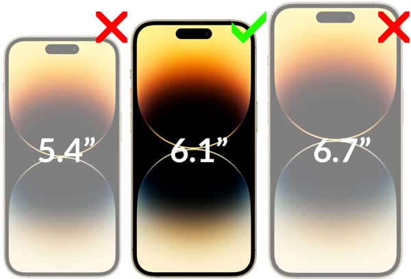 Compatibility of the moVear tempered glass mBOX GLASS mSHIELD 2.5D MAX privacy for iPhone 14 Pro A picture showing the compatibility of the moVear mBOX GLASS mSHIELD 2.5D MAX privacy tempered glass on Apple iPhone 14 Pro. To avoid mistakes when buying, please pay attention to the exact model of your phone.