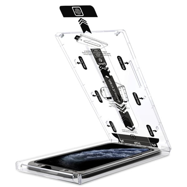 Easy assembly of the moVear glass to iPhone 11 Pro / iPhone Xs / X (5.8 Precise Glass Positioning - moVear mBOX System for Apple iPhone 11 Pro / Xs / X (5.8
