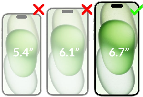 Compatibility of the moVear tempered glass mBOX GLASS mSHIELD 3D PRO for Apple iPhone 16 Plus / 15 Plus (6.7 A picture showing the compatibility of the moVear mBOX GLASS mSHIELD 3D PRO tempered glass on Apple iPhone 16 Plus / 15 Plus. To avoid mistakes when buying, please pay attention to the exact model of your phone.