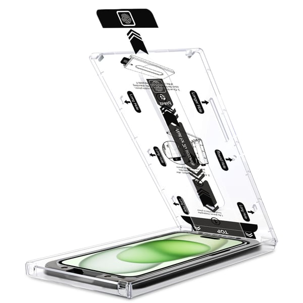 Easy assembly of the moVear glass to Apple iPhone 16 Plus / 15 Plus (6.7 Precise Glass Positioning - moVear mBOX System for Apple iPhone 16 Plus / 15 Plus (6.7