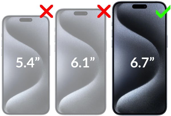 Compatibility of the moVear tempered glass mBOX GLASS mSHIELD 3D PRO for iPhone 15 Pro Max (6.7 A picture showing the compatibility of the moVear mBOX GLASS mSHIELD 3D PRO tempered glass on iPhone 15 Pro Max (6.7