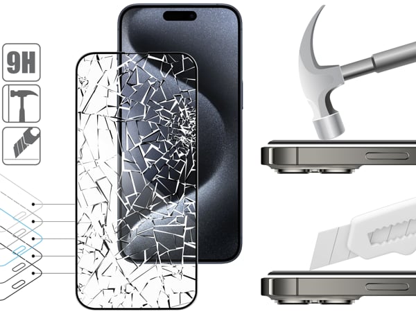 Structure and strength of tempered glass moVear mBOX GLASS mSHIELD 3D PRO for Apple iPhone 15 Pro Max Durable glass moVear mBOX GLASS mSHIELD 3D PRO will protect the screen of your iPhone 15 Pro Max (6.7