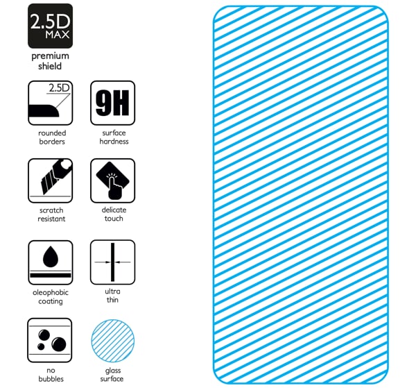 Zusammenfassung der Funktionen von gehärtetem Glas moVear GLASS mSHIELD 2.5D MAX für Samsung Galaxy S23 FE z ekranem o przekątnej 6.4 cala Die neuesten Technologien in gehärtetem Glas für GLASS mSHIELD 2.5D MAX für Samsung S23 FE (6.4