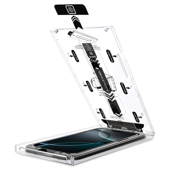 Easy assembly of the moVear glass to Apple iPhone 17 Pro Max / 16 Pro Max with the mBOX installation system Precise Glass Positioning - moVear mBOX System for Apple iPhone 17 Pro Max / 16 Pro Max