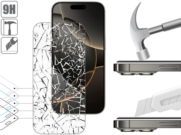 Budowa i wytrzymałość szkła hartowanego moVear mBOX GLASS mSHIELD 2.5D na Apple iPhone 17 Pro / 17 / 16 Pro (6.3 Wytrzymałe szkło moVear mBOX GLASS mSHIELD 2.5D ochroni ekran Twojego Apple iPhone 17 Pro / 17 / 16 Pro (6.3