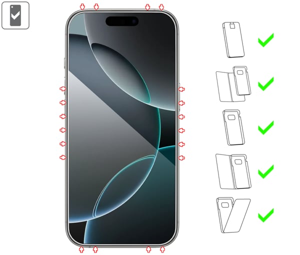 Which types of cases is suitable for moVear mBOX GLASS mSHIELD 2.5D for Apple iPhone 17 Pro Max / 16 Pro Max mBOX GLASS mSHIELD 2.5D on Apple iPhone 17 Pro Max / 16 Pro Max (6.9